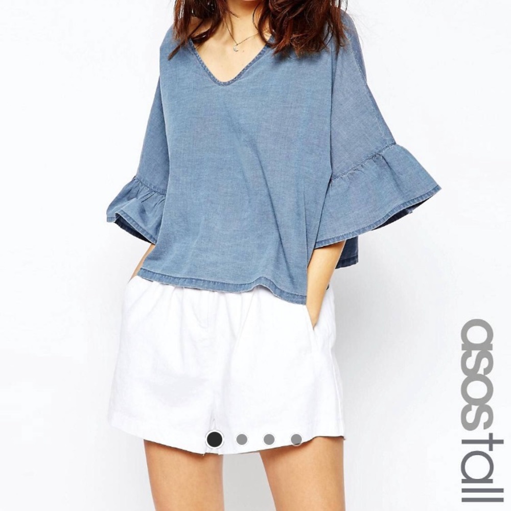 Asos ruffle sleeve denim shirt (UK 16 - US 12)